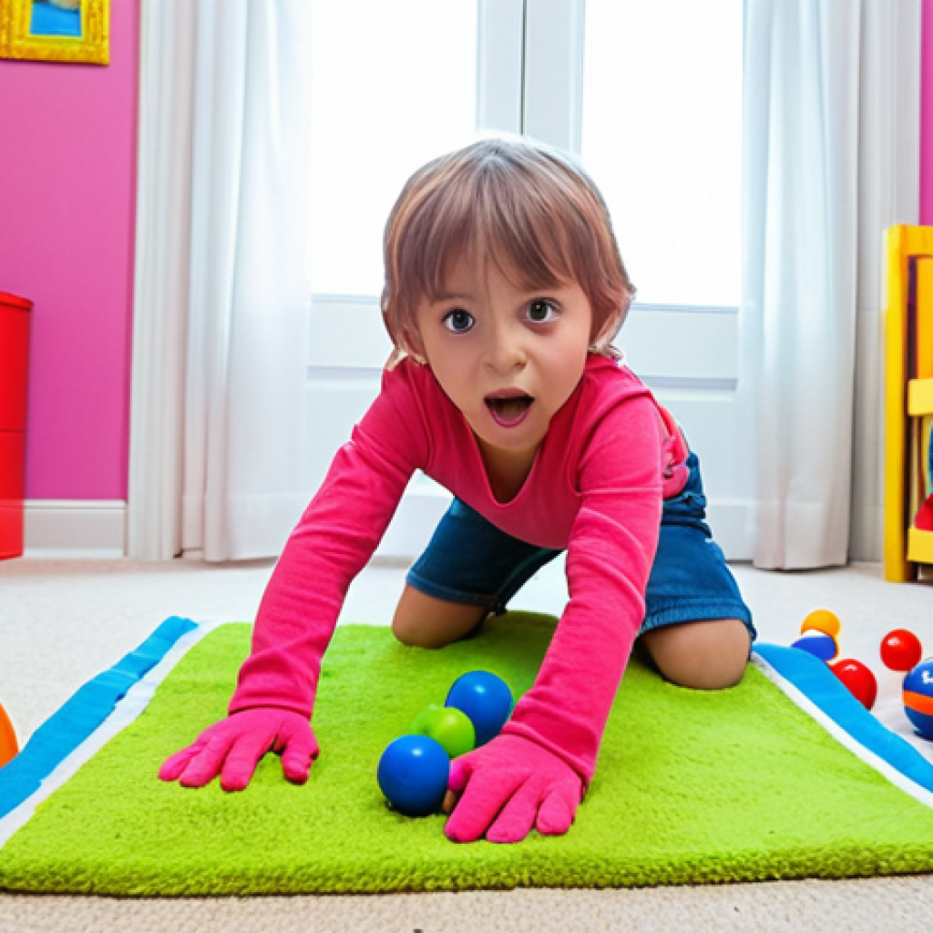 A child's playroom filled with toys that have come to life, engaging in a whimsical rebellion against dust bunnies under the bed, capturing the humor and insight of a child's imagination. Focus on bright, playful colors and dynamic action.
