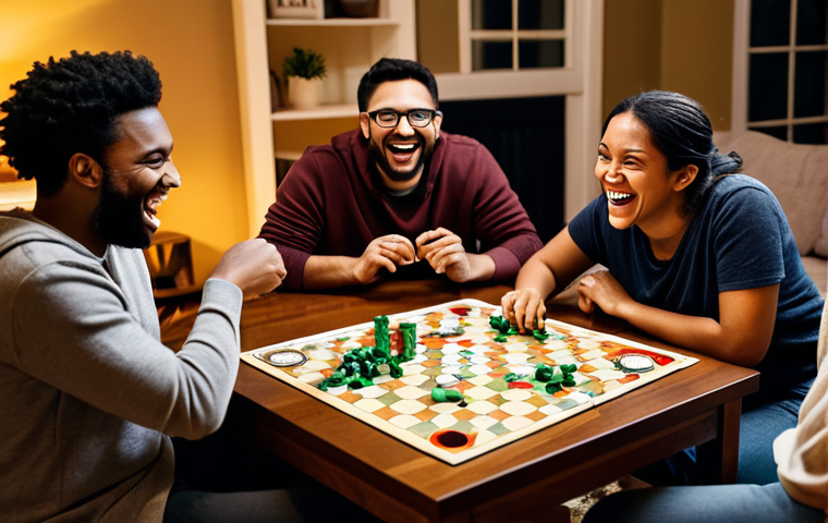 놀이를 통한 감정 표현 - Board Game Night**
"A group of diverse friends laughing and strategizing around a board game table ...