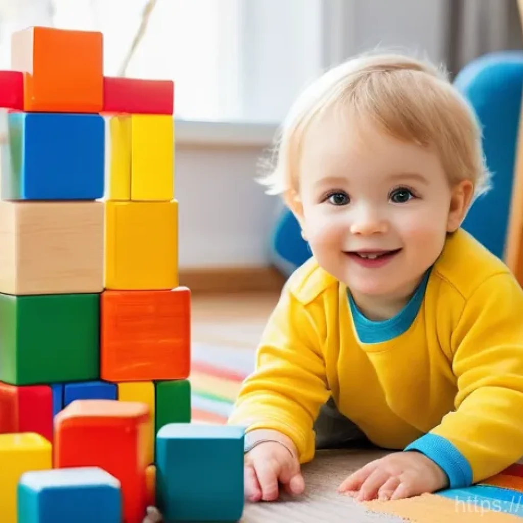 유아기 사고력 발달 프로그램 - **"The Architect of Imagination"**: A vibrant, slightly elevated, eye-level shot of a cheerful child...