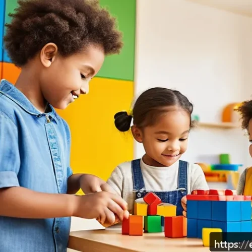 Home 32 조기교육의 장단점 - A bright, cheerful early childhood classroom scene featuring diverse children aged 3-5 engaged in im...